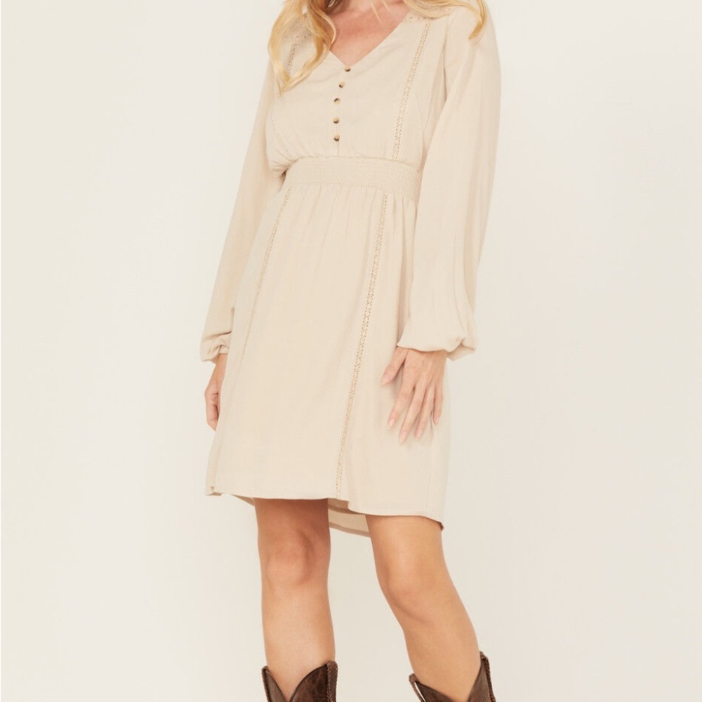 Elegant Cream V-Neck Dress